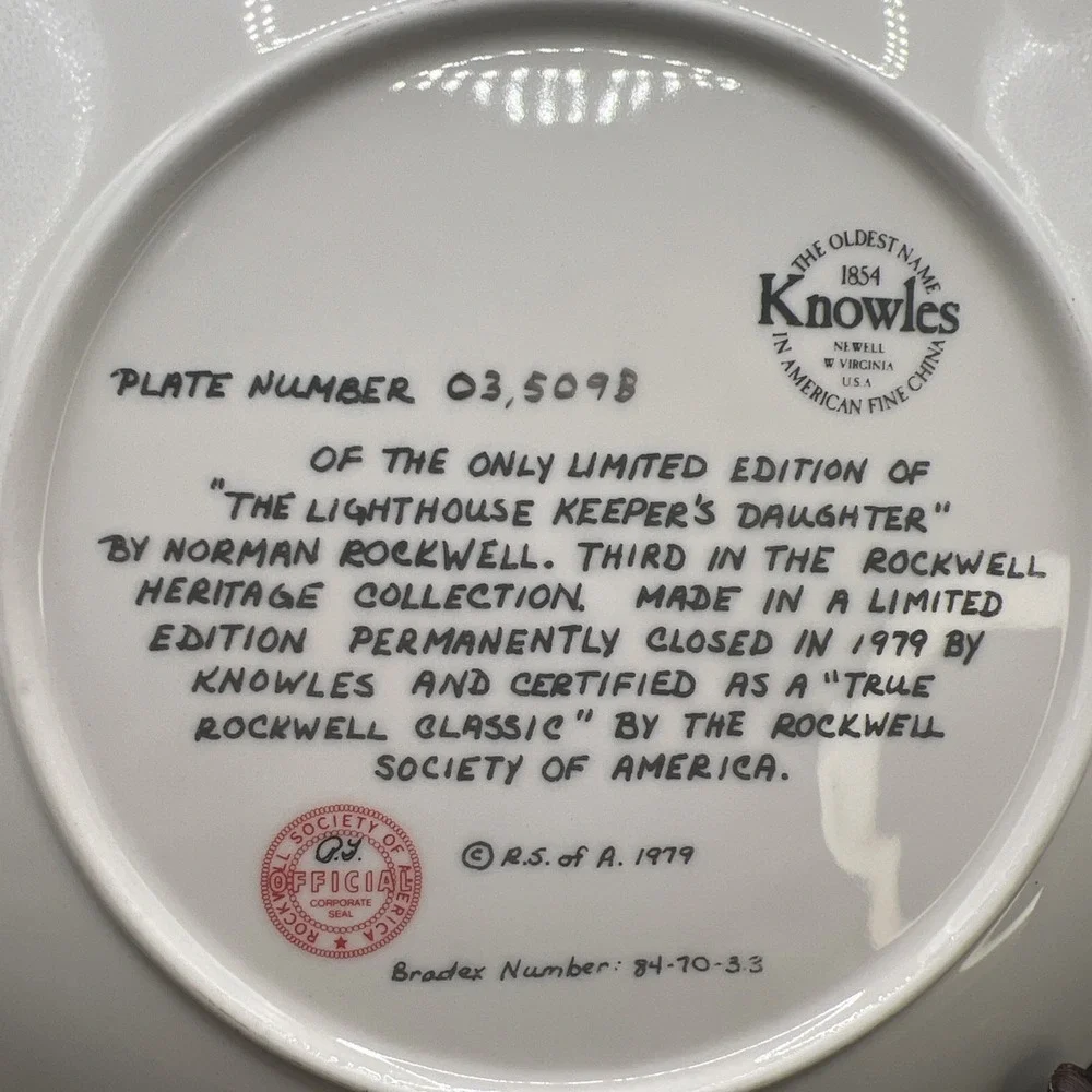 1979 Norman Rockwell The Lighthouse Keeper's Daughter Collector Plate By Knowles